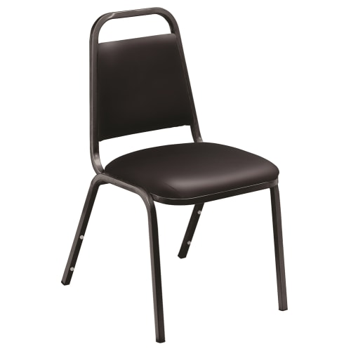 NPS® 9100 Series Vinyl Upholstered Stack Chair, Panther Black Seat, Black Frame